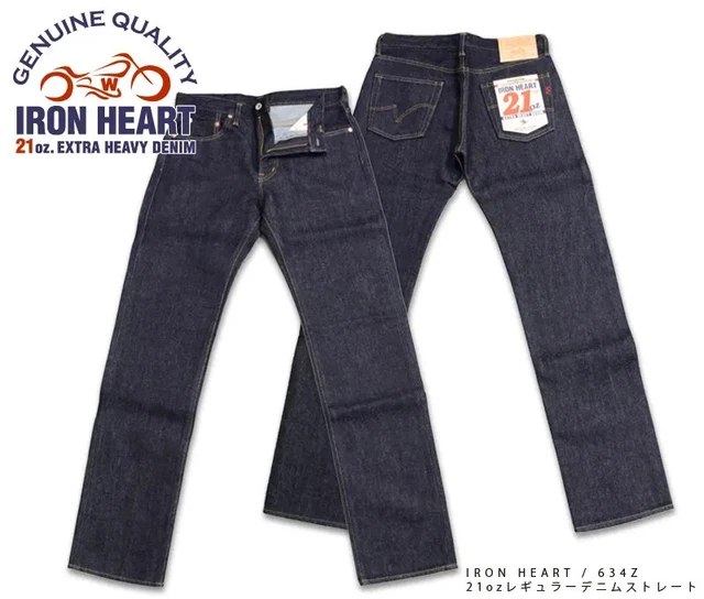 Jean Droit Iron Heart 634Z Denim Extra Lourd 21 Oz Moto - Taille W28-40 Japon - Neuf