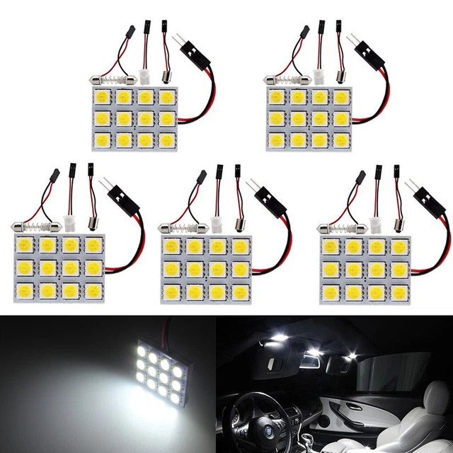2pcs 12V Xenon HID White 36-COB LED Dome Map Light Bulbs Car Interior Panel Lamp Come With, Festoon Light Adapters - 34