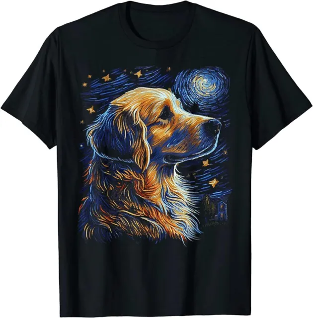 Golden Retriever Dog Starry Night Dogs Lover Gifts Graphic T-Shirt