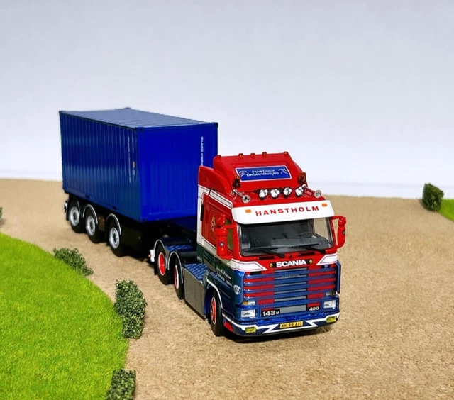 Stream Line Semi Ruck SCANIA 143 STREAMLINE skeletal trailer+20ft container