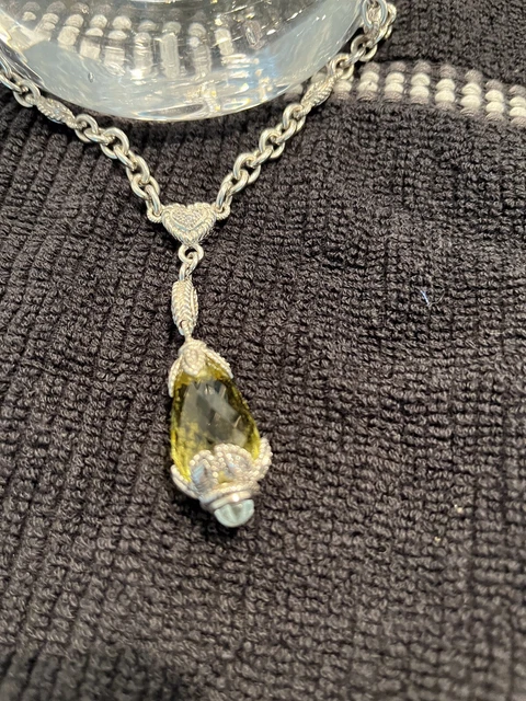 Judith Ripka Evening Necklace With Lemon Quartz And Lots Of Diamonique Bling Judith Ripka Evening Necklace With Lemon Quartz And Lots Of Diamonique Bling