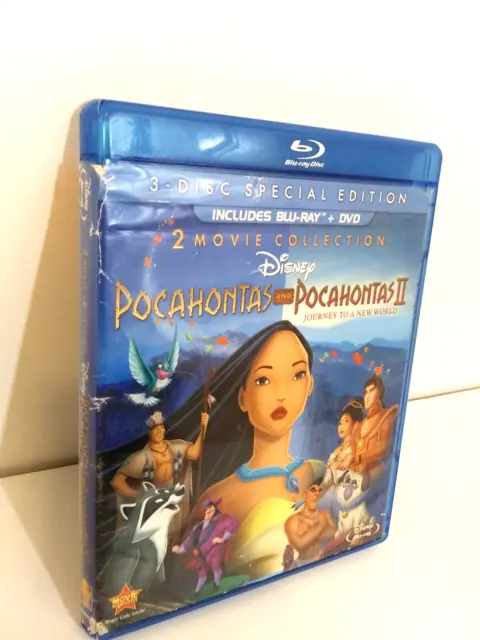 Disney BLU RAY DVD  Movie Pocahontas 1  2 Special Collection 2 Movie 3 Disc