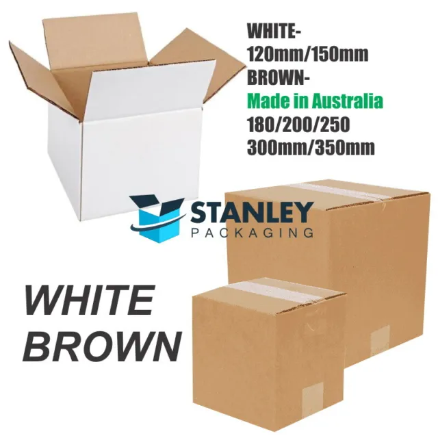 25x White Brown Mailing Cube Gift Box Cardboard 120/150/180/200/250/300/350mm