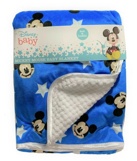 BLANKET PLUSH Disney Boys Mickey Mouse Stars Blue Baby Toddler