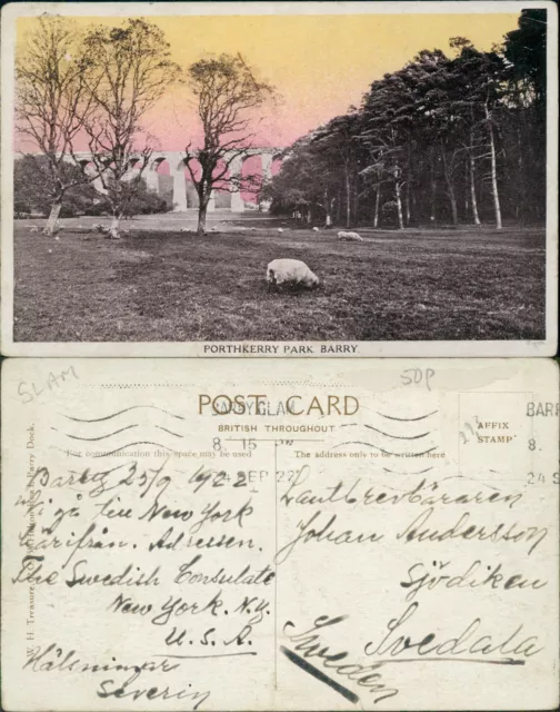 Barry Porthkerry Park GB 1922 Cancel WH treasure 2