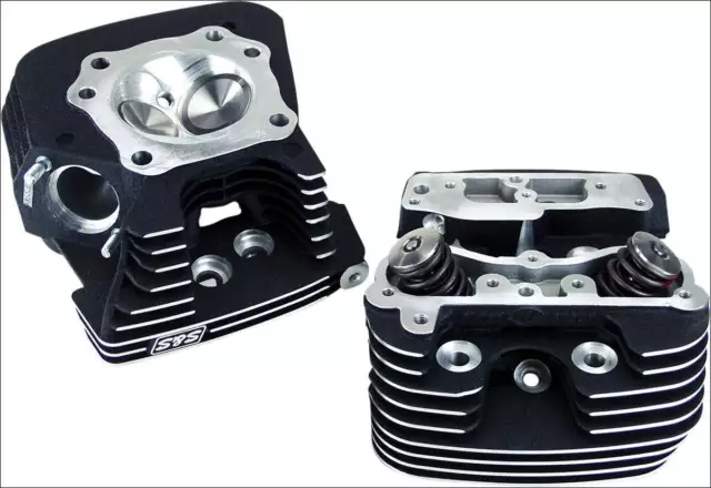 S&S Cycle Black Super Stock Cylinder Heads for Harley Evolution Big Twin EVO