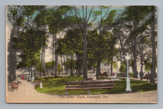 Hand Tinted Colored The Oaks Park Portland Oregon Postcard