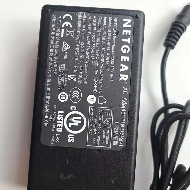 12V 5A 60W NEW AC Adapter For NETGEAR Router Power Supply Cord Charger 2