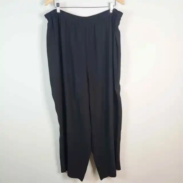 Eileen Fisher Womens Black Silk Cropped High Rise Wide Leg Pants Size 2X