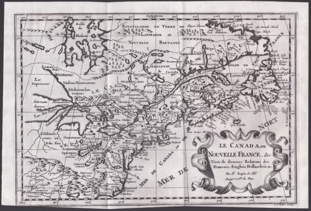 Canada Kanada North America carte map Karte Sanson engraving Kupferstich 1680