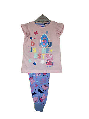 Peppa Pig Girls Pink Glitter My Daddy is the Best Pyjamas Pjs Sleepwear  2 3 4 5