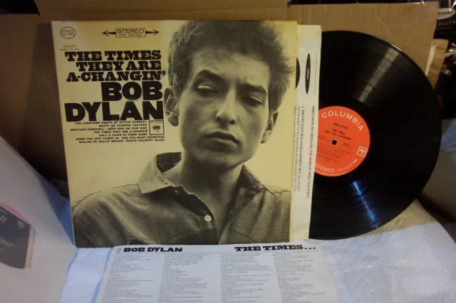 BOB DYLAN "The Times They Are A-Changin'" CBS STEREO 360 SOUND w INSERT - EX