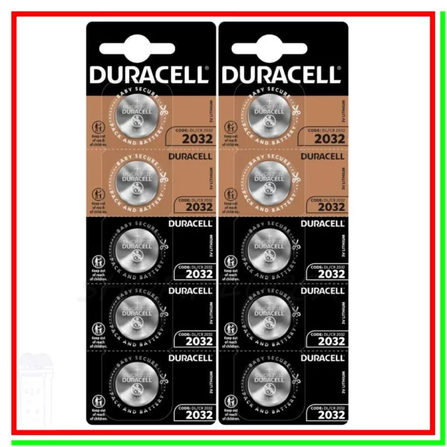 10x DURACELL 2032 Pile Litio Bottone CR2032 Batterie PC Bios Bilance Chiave Auto