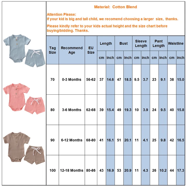 Tuta pantaloncini pantaloni abiti estivi neonato bambina 11