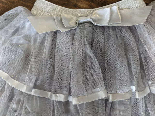 Size 4 6 Popatu Posies & Peonies Roses Silver Gray Tiered Tutu Skirt Ballerina 2