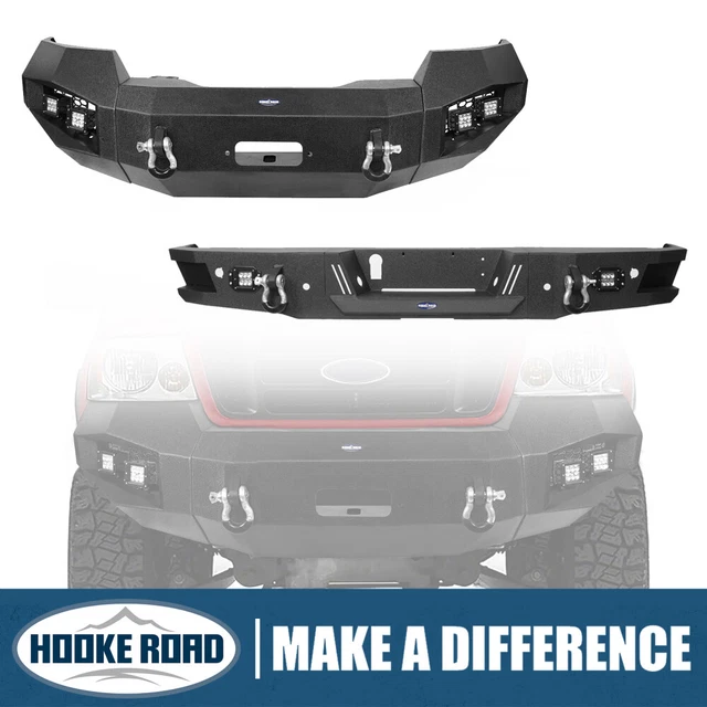HOOKE ROAD FRONT +Rear Bumper w/Winch Plate, Towing Hooks Fit 0608