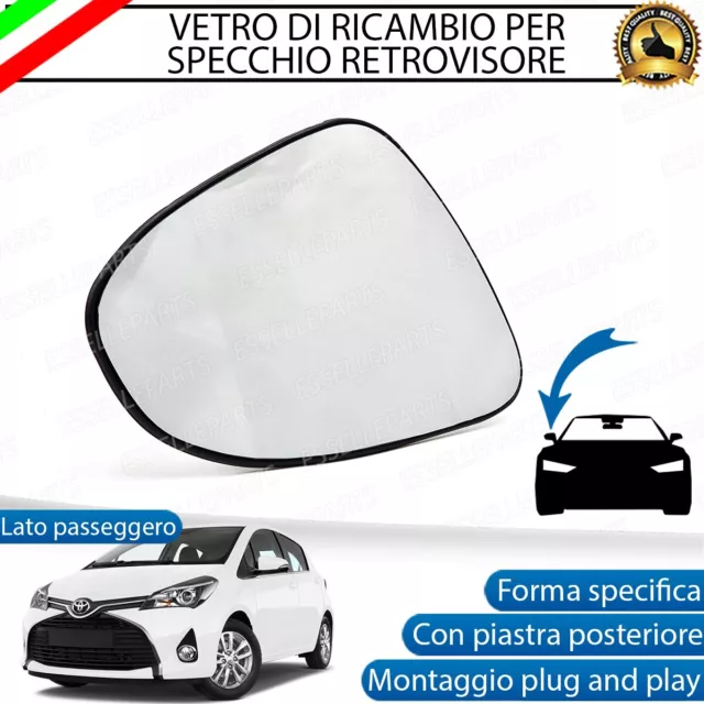 Specchietto Toyota Yaris Mk3 Vetro Specchio Retrovisore Lato Passeggero