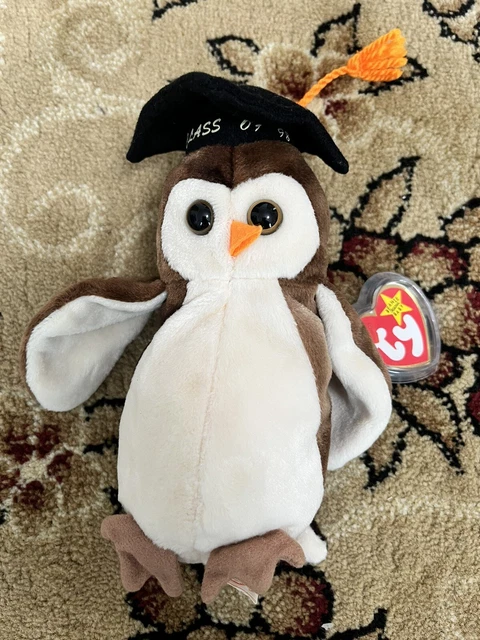 TY Beanie Baby WISE the 1998 Owl Brown And Tan And Dark Brown Use