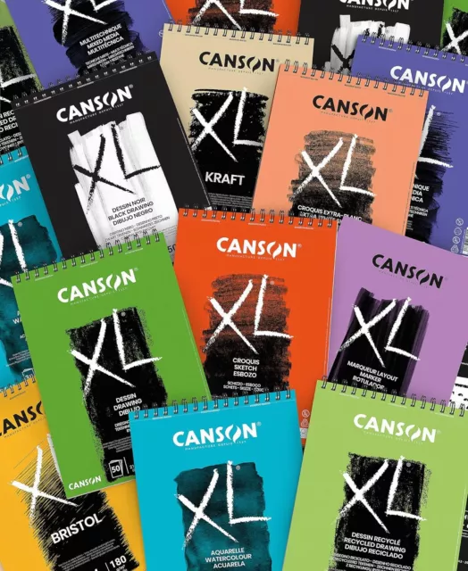 Canson XL Watercolour 300gsm A3 Paper, Cold Pressed, Spiral Pad Short Side, 30 W 3