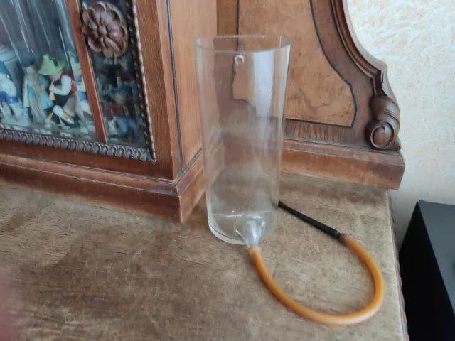 Antique Glass hand blown Enema Irrigator with Bakelite Nozzle Medical Equipment