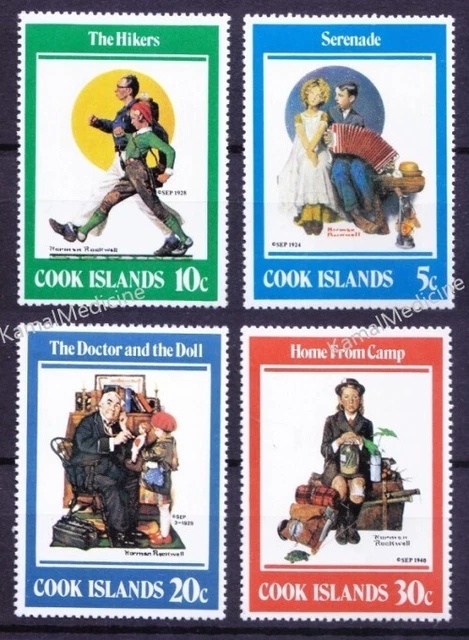 Cook Islands 1982 MNH 4v, painter Norman Rockwell, Doctor, Doll, Music