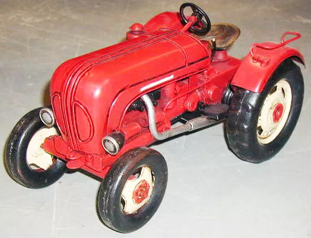 Blechmodell Traktor Porsche, rot, LxBxH: 28x16x16cm, Oldtimer, handgefertigt