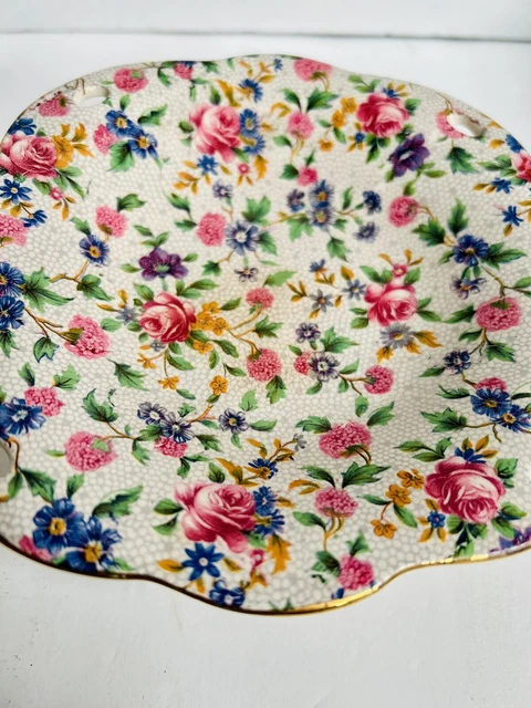 Royal Winton Grimwades Old Cottage Chintz Footed Bon Bon Dish Made In England 7