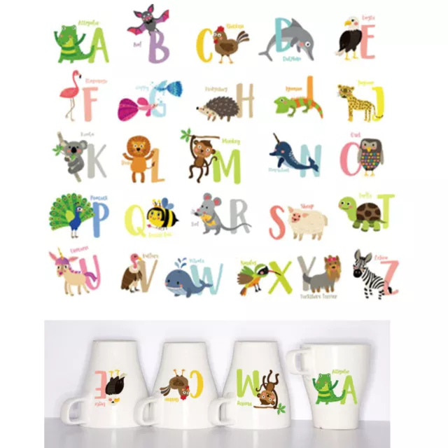 26PCS Cartoon Animals Useful Wall Sticker 26 English Alphabet Letters Learning