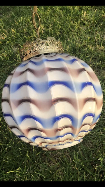 Vintage Murano Venini Glass Globe Hand Blown Orb Lamp Mid Century Modern ~ RARE!