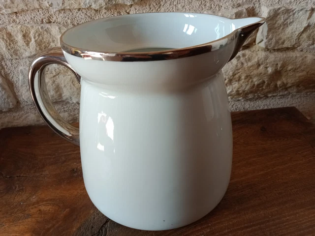 GRAND POT A LAIT n°4  - PORCELAINE LIMOGES FRANCE & ALUMINITE - CRUCHE PICHET