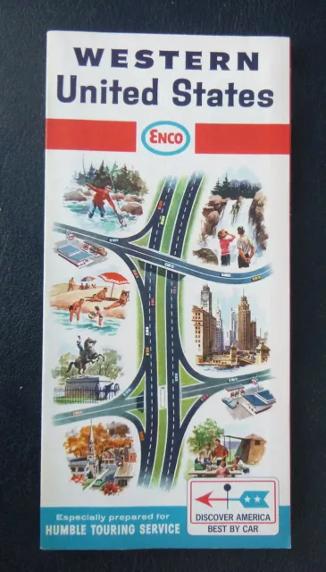 1966 Western United States  road map  Enco gas early interstate route 66