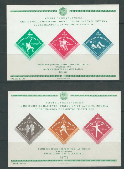 VENEZUELA 1962 1st NATIONAL GAMES in CARACAS souv shts (Sc 817a C810a) VF MLH