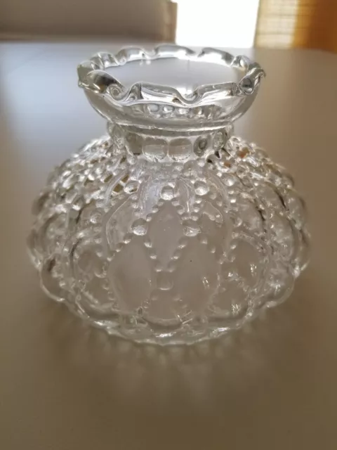 Clear Glass Diamond Quilted Oil Kerosene Lamp Shade Vintage - E1