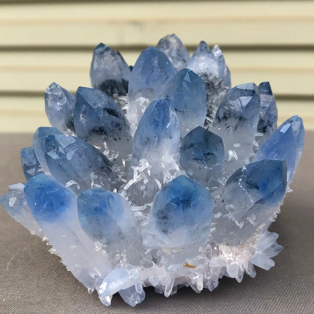 413g  New Find blue Phantom Quartz Crystal Cluster Mineral Specimen Healing