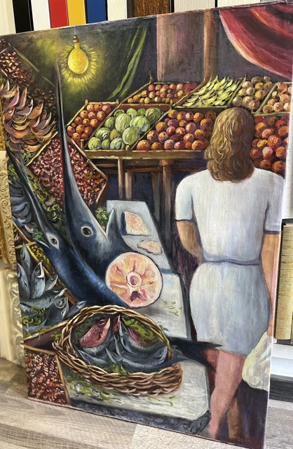 La Vucciria 90x60 Olio Su Tela Falso D’autore