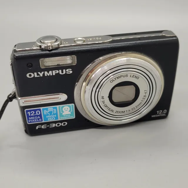 Olympus FE-300 12.0MP Compact Digital Camera Black Tested