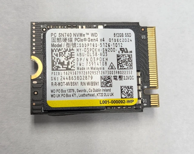 WESTERN DIGITAL WD SN740 512GB SSD M.2 2230 30mm NVMe PCIe