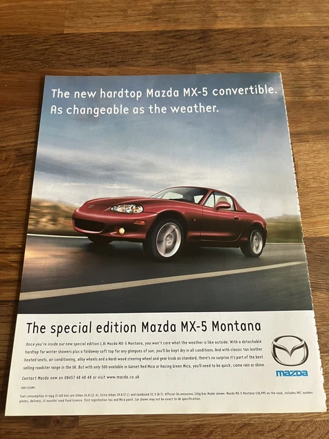 Original Mazda MX-5 Gen 2 NB Montana Miata Magazine Advert Poster A4 Retro