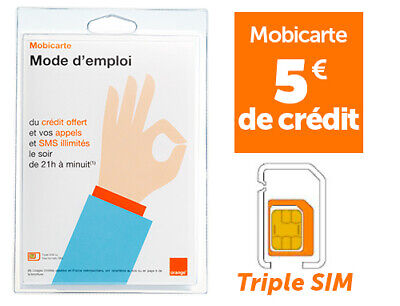 Orange Carte sim prépayée orange mobicarte sans abonnement Avantages Soiree EU NEUF 
