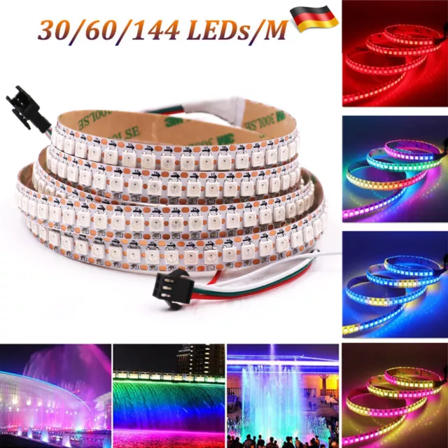 WS2812B LED Stripe Leiste Streifen RGB 5V 5050 1-5m Band Individual Addressable