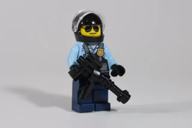 LEGO® City Police Dude Minifigure Officer SWAT Team Automatic Gun Helmet