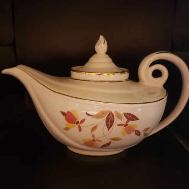 Vintage Hall's Jewel Tea Autumn Leaf Aladdin Teapot with Infuser