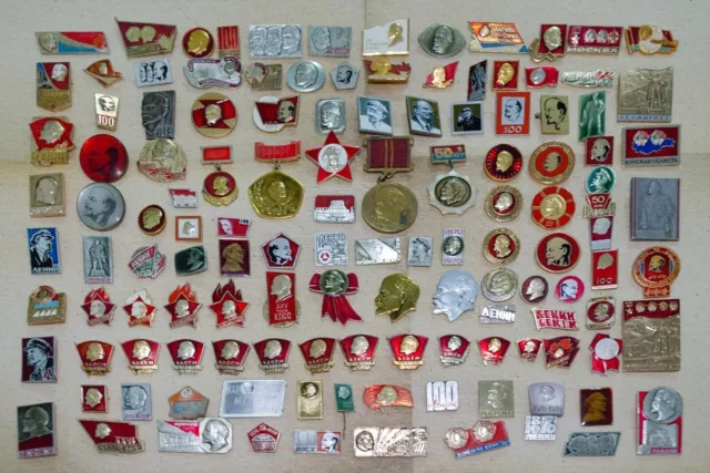 Huge lot 125 Vladimir Ilyich Lenin's Medals & Pins Original Soviet (USSR) Badges