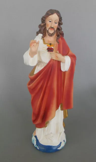 Heiligenfigur Herz Jesu Figur 29 cm hoch Jesus Christus Ostern Altar Defekt