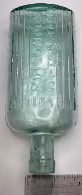 Aqua Oval Bottle Embossed POISONOUS NOT TO BE TAKEN 6 1/4" tall KO-29 variant 3