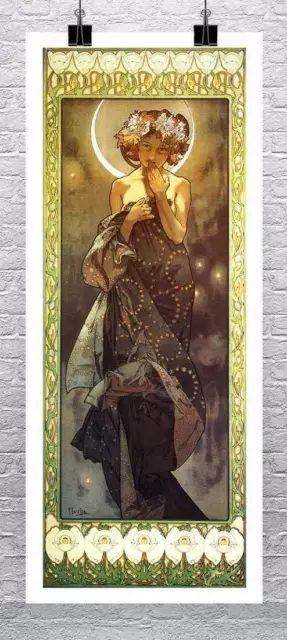 The Moon Alphonse Mucha Art Nouveau Poster Fine Art Giclee Print on Canvas