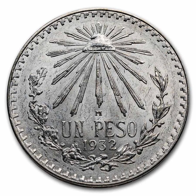 1920-1945 Silver Mexican 1 Peso Cap & Rays AU - SKU#234446