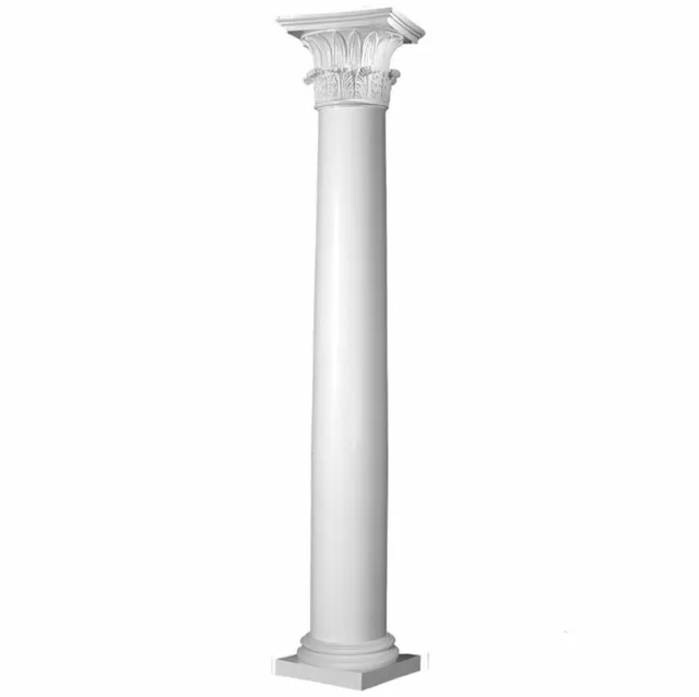 Fiberglass Smooth Tapered Column, Temple of Winds Cap & Attic Base (Choose Size)