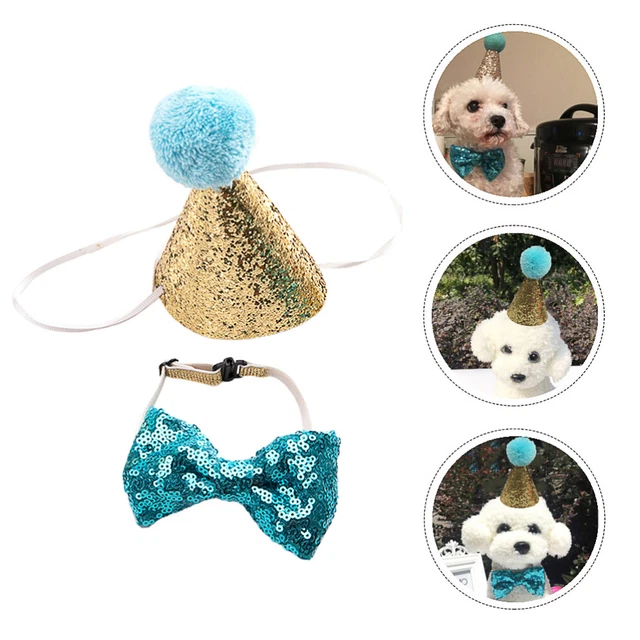 Haustiermütze Fliege Hundegeburtstag Bandana-Set Hut Kostüm Haube
