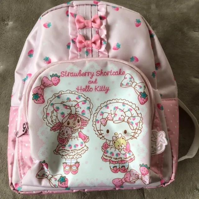 Sanrio Hello Kitty Strawberry Shortcake Backpack School Bag Pink Ribbon Japan
